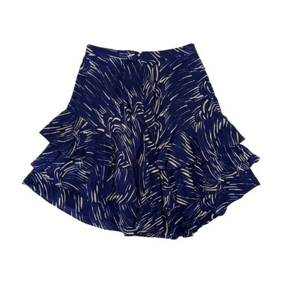 Anthropologie Dil 2 Blue Skirt Flare Back Zip Boho Cottagecore Festival